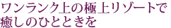 ワンランク上の極上リゾートで癒しのひとときを